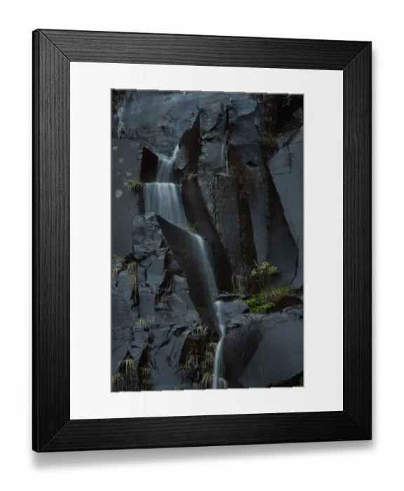 Framed Print : Water falling over basalt stones, Paul de Serra mountains, Madeira, March 2009