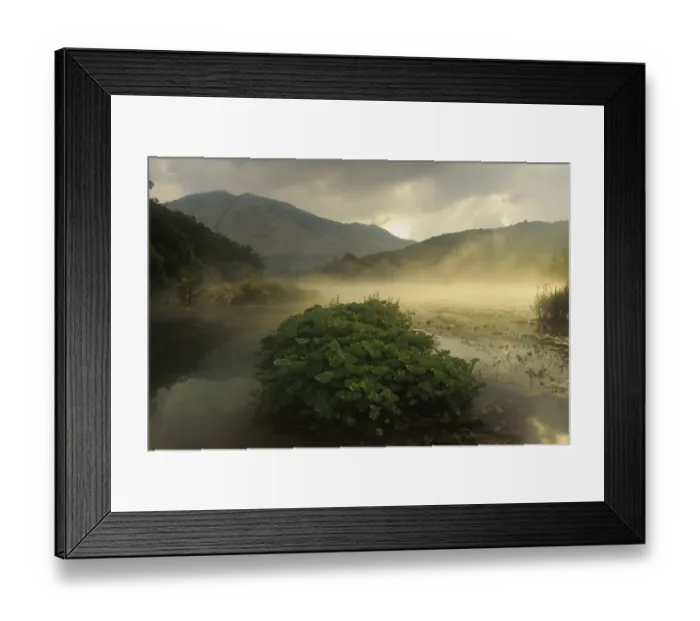 Framed Print : Mist over lake near Syri i Kalter (The Blue Eye) spring, Albania, June 2009 Framed Print : Mist over lake near Syri i Kalter (The Blue Eye) spring, Albania, June 2009