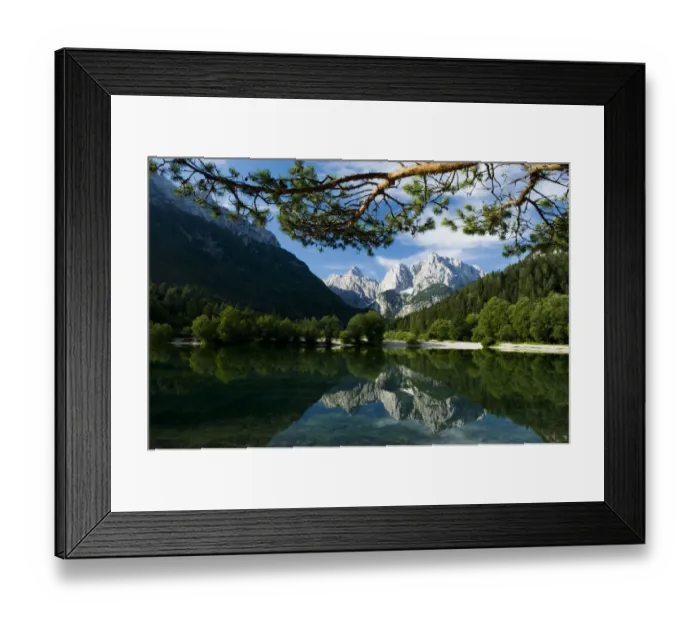 Framed Print : Mount Prisojnik (2, 547m) and Mount Razor (2, 601m) with reflection in a small pond Framed Print : Mount Prisojnik (2, 547m) and Mount Razor (2, 601m) with reflection in a small pond
