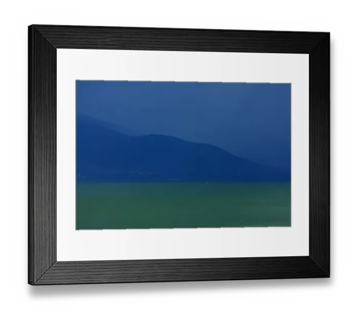 Framed Print : Storm clouds over Pelister making the lake water look green and milky, from Stenje village Framed Print : Storm clouds over Pelister making the lake water look green and milky, from Stenje village