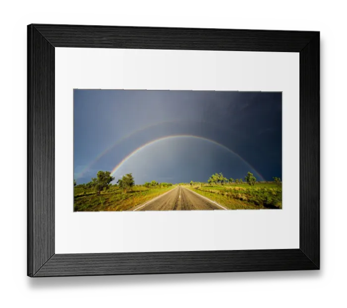 Framed Print : Double rainbow over a road in Western Australia, December 2013 Framed Print : Double rainbow over a road in Western Australia, December 2013