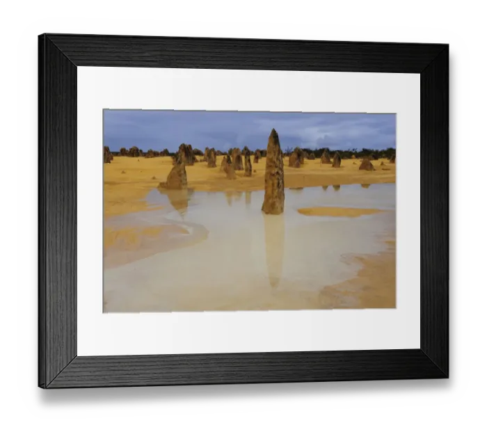 Framed Print : View of Pinnacles desert after heavy rainfall, Nambung National Park, Western Australia Framed Print : View of Pinnacles desert after heavy rainfall, Nambung National Park, Western Australia