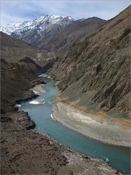 Landscape of Zanskar River, a tributary of the Indus, borders part of Hemis national park