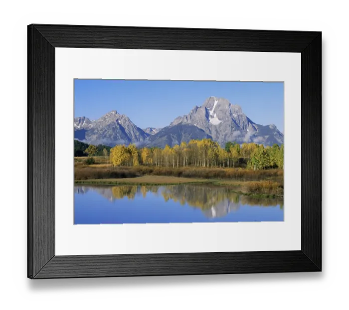 Framed Print : Oxbow Bend on Snake River, Mount Moran and Aspen trees Grand Teton NP Wyoming, USA Framed Print : Oxbow Bend on Snake River, Mount Moran and Aspen trees Grand Teton NP Wyoming, USA