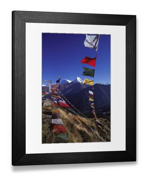 Framed Print : Prayer flags, Poonhill, Ghorepani, Annapurna region, Nepal