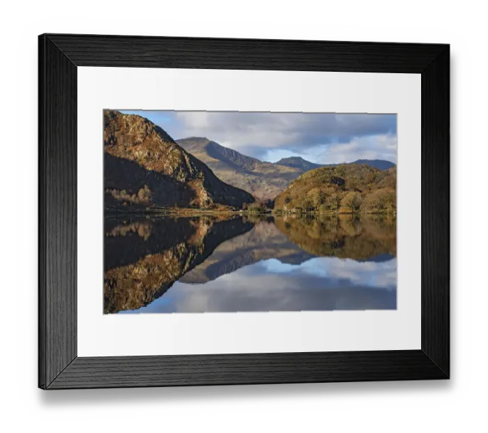 Framed Print : Llyn Dinas, view west to Moel Hebog and Moel Lefn. Nant Gwynant valley, Beddgelert Framed Print : Llyn Dinas, view west to Moel Hebog and Moel Lefn. Nant Gwynant valley, Beddgelert