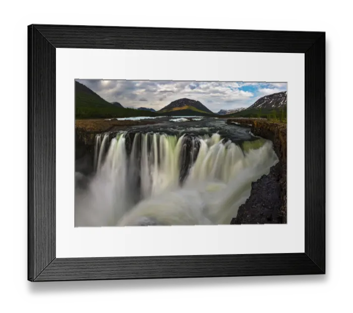Framed Print : Waterfall, Putoransky State Nature Reserve, Putorana Plateau, Siberia, Russia