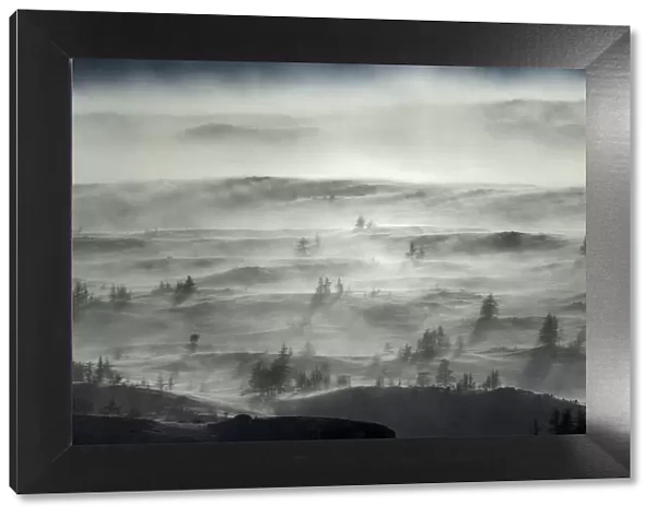Misty landscape in Putoransky State Nature Reserve, Putorana Plateau, Siberia, Russia