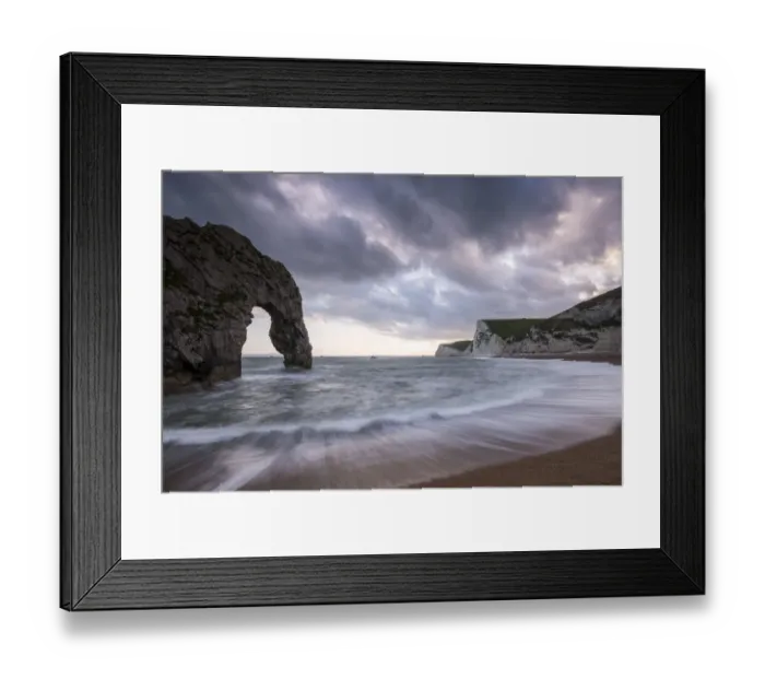 Framed Print : Durdle Door, with incoming tide at sunset, near Lulworth, Dorset Jurassic coast, UK Framed Print : Durdle Door, with incoming tide at sunset, near Lulworth, Dorset Jurassic coast, UK