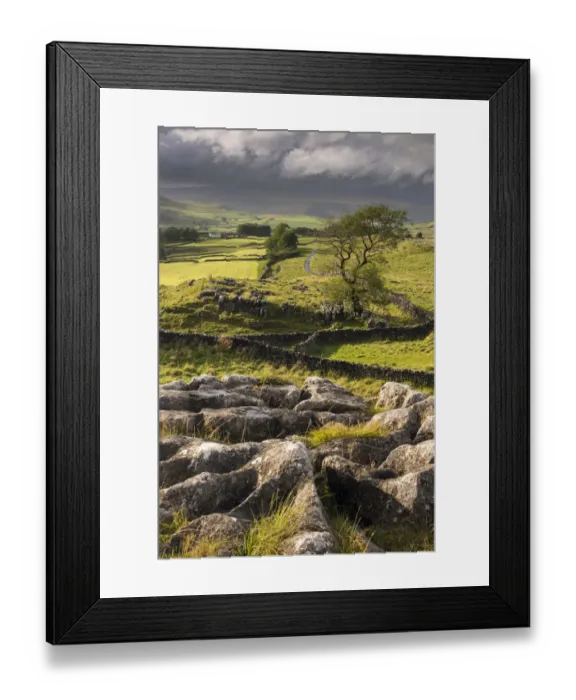 Framed Print : Malham Moor, with stormy skies over Winskill and Ribblesdale with Pen-y-Ghent shrouded in cloud Framed Print : Malham Moor, with stormy skies over Winskill and Ribblesdale with Pen-y-Ghent shrouded in cloud