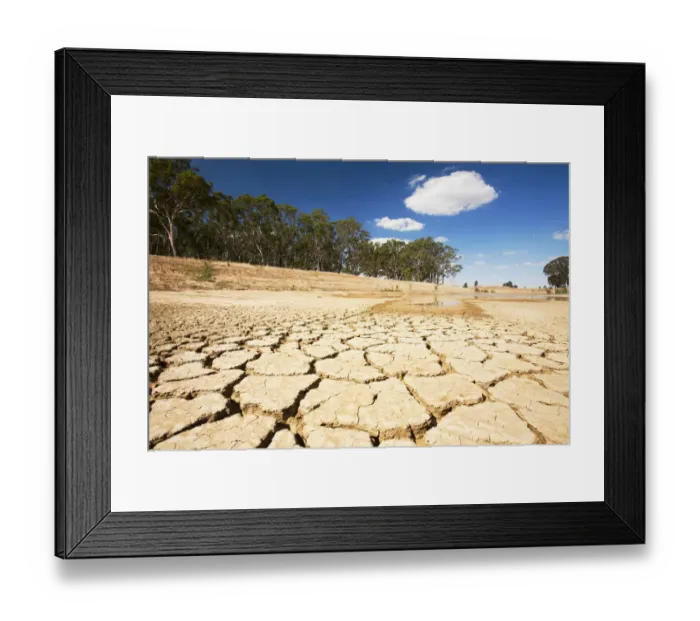 Framed Print : Farmers watering hole on a farm almost dried up during drought which lasted from 1996-2011 Framed Print : Farmers watering hole on a farm almost dried up during drought which lasted from 1996-2011