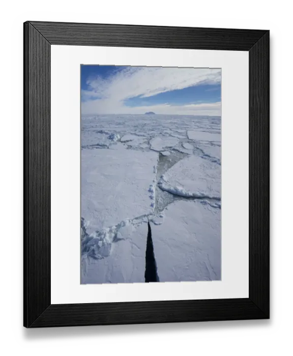 Framed Print : Sea ice, near Mount Terror and Mount Erebus Ross Sea, Antarctica