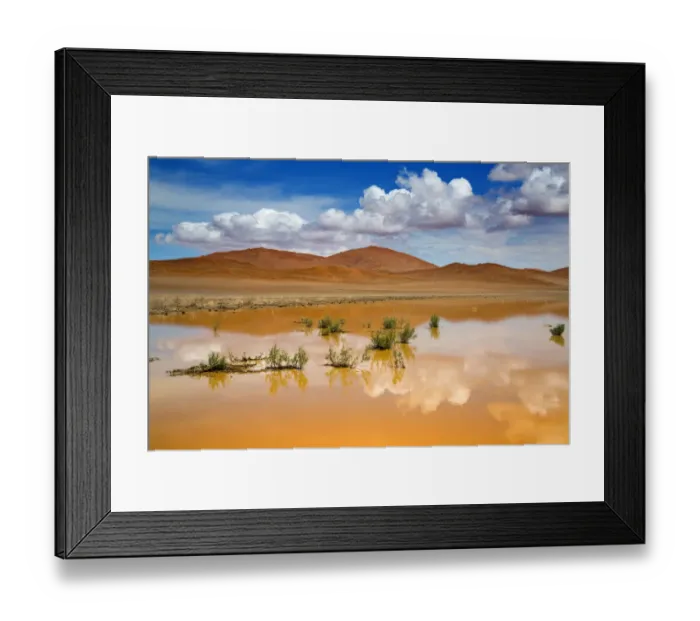 Framed Print : Recent rain forming temporary pool, Sossusvlei, Namib-Naukluft National Park, Namib Desert Framed Print : Recent rain forming temporary pool, Sossusvlei, Namib-Naukluft National Park, Namib Desert
