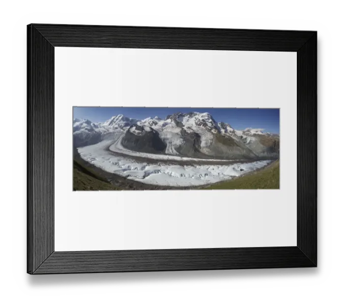 Framed Print : Gorner Glacier with meltwater channels, and Breithorn, Valais Alps, Canton Valais  /  Wallis