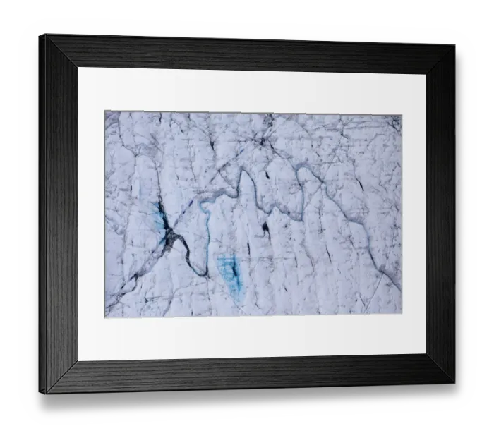 Framed Print : Aerial view of meltwater channels in ice cap north-east of Sermeq Kujalleq Glacier Framed Print : Aerial view of meltwater channels in ice cap north-east of Sermeq Kujalleq Glacier