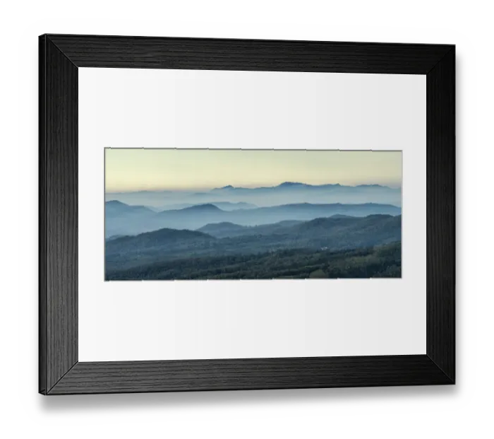 Framed Print : Mountain range with rainforests in morning mist, Kudremukh National Park, Western Framed Print : Mountain range with rainforests in morning mist, Kudremukh National Park, Western