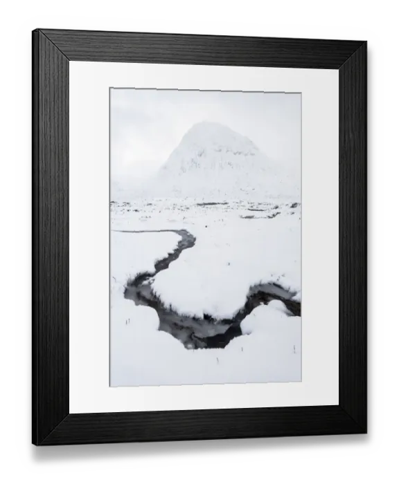 Framed Print : Devils Point and small stream in snow, Cairngorms National Park, Highlands of Scotland Framed Print : Devils Point and small stream in snow, Cairngorms National Park, Highlands of Scotland