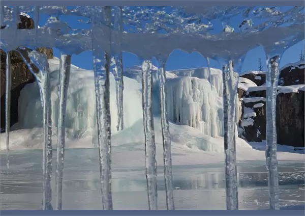 Frozen icicles and frozen waterfall, Putoransky State Nature Reserve, Putorana Plateau