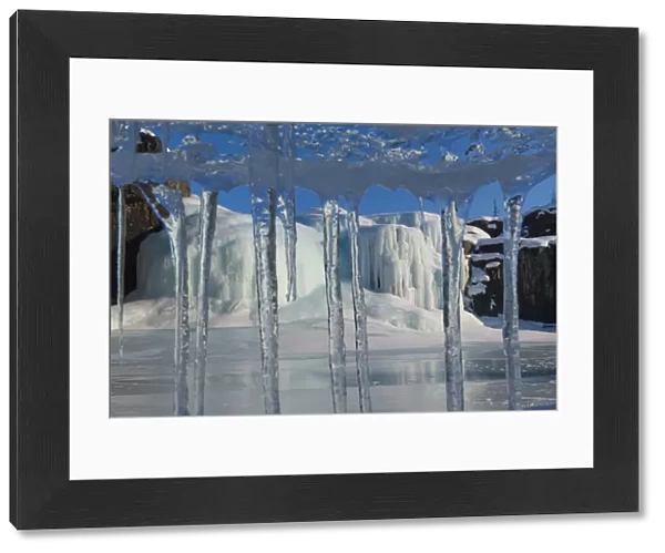 Frozen icicles and frozen waterfall, Putoransky State Nature Reserve, Putorana Plateau