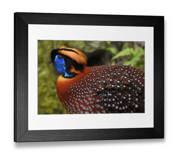 Framed Print : Temmincks tragopan (Tragopan temminckii) male bird walking throught the forest Framed Print : Temmincks tragopan (Tragopan temminckii) male bird walking throught the forest