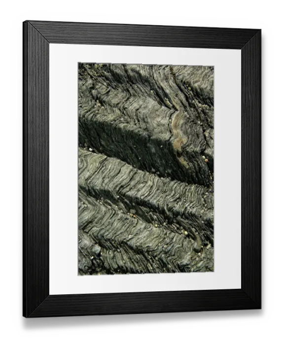 Framed Print : Crenulation cleavage developed in Pre-Cambrian age chlorite schist, a metamorphic rock Llyn Framed Print : Crenulation cleavage developed in Pre-Cambrian age chlorite schist, a metamorphic rock Llyn