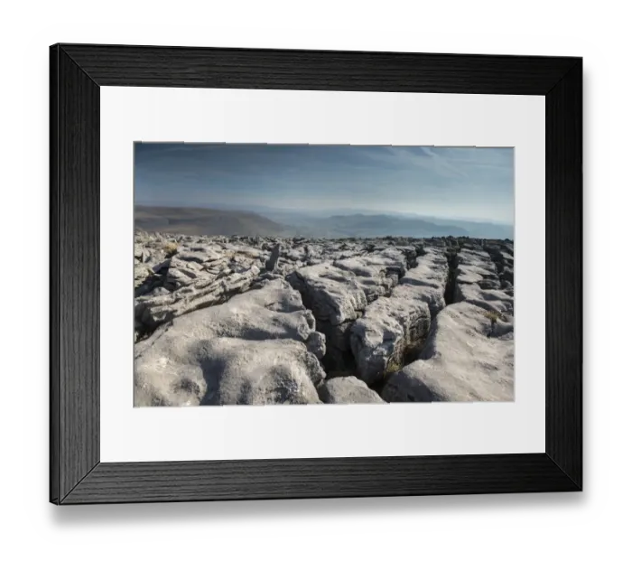 Framed Print : A Limestone Pavement with well developed Clints (blocks) and Grykes (gaps)
