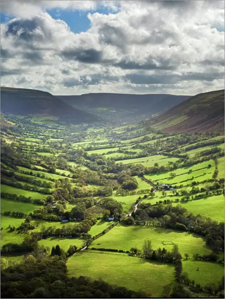 Vale of Ewyas, view over Capel-y-ffin and the valley of the Afon Honddu, Black Mountains