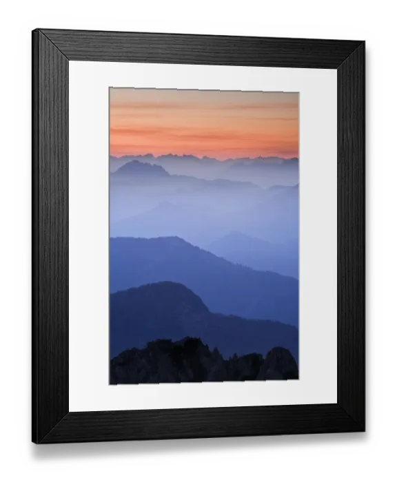 Framed Print : View from the Mangrt Pass at 2000m looking from Slovenia towards Italy at sunset