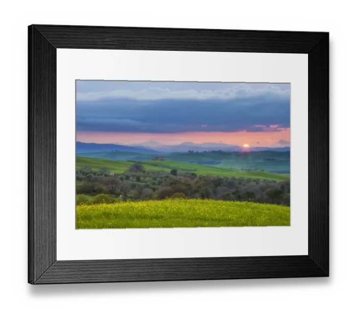 Framed Print : Sunset over Val D Orcia, Tuscany, Italy April 2010