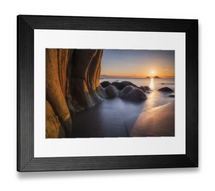Framed Print : Porth Nanven at sunset, Cot Valley, Cornwall, England, UK. September 2015 Framed Print : Porth Nanven at sunset, Cot Valley, Cornwall, England, UK. September 2015