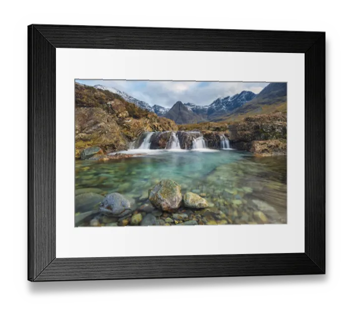 Framed Print : Fairy Pools with Black Cuillin mountains in background, Isle of Skye, Inner Hebrides, Scotland, UK Framed Print : Fairy Pools with Black Cuillin mountains in background, Isle of Skye, Inner Hebrides, Scotland, UK