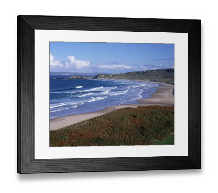 Framed Print : Aerial view of White Park Bay, North Antrim, County Antrim, Northern Ireland, UK Framed Print : Aerial view of White Park Bay, North Antrim, County Antrim, Northern Ireland, UK