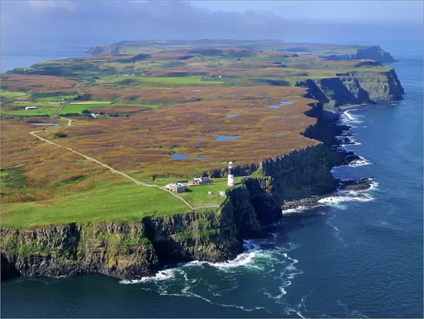 Aerial view of the East Lighthouse, Rathlin Island, County Antrim, Northern Ireland