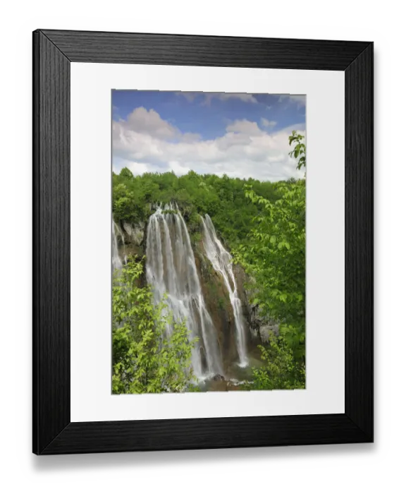 Framed Print : A cascade of waterfalls in woodlands. Plitvice National Park, Croatia, May 2010 Framed Print : A cascade of waterfalls in woodlands. Plitvice National Park, Croatia, May 2010