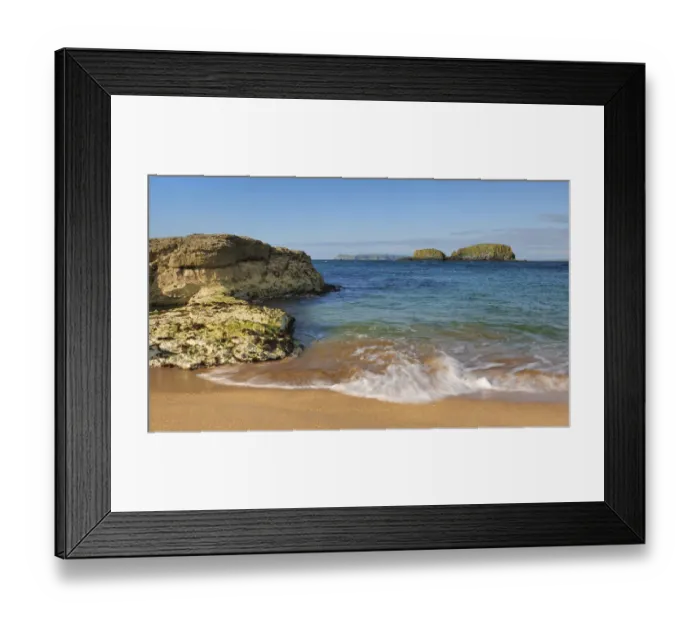 Framed Print : Sheep island viewed from Boheeshane Bay, Ballintoy, North Antrim coast, County Antrim Framed Print : Sheep island viewed from Boheeshane Bay, Ballintoy, North Antrim coast, County Antrim