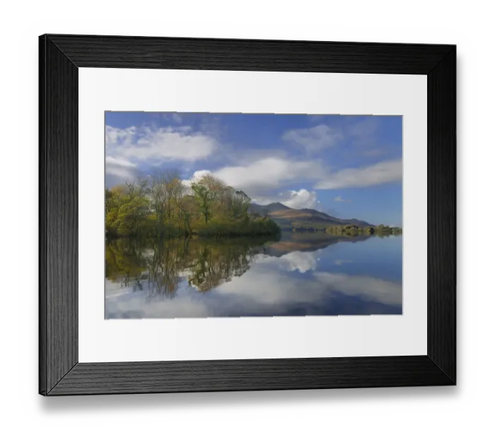 Framed Print : Lough Lean lower, with Innisfallen island and Macgillycuddys reeks, photographed