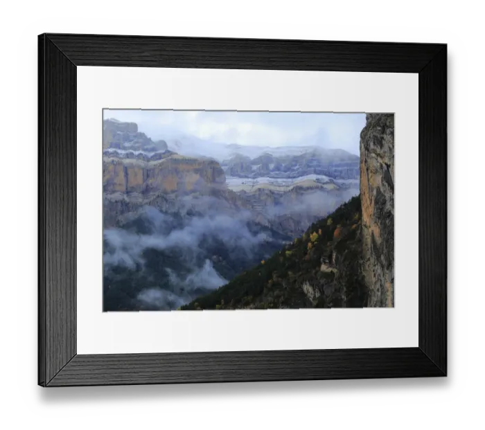 Framed Print : Mountain gorge filled with mist, Ordesa y Monte Perdido National Park, Huesca, Spain, October 2015 Framed Print : Mountain gorge filled with mist, Ordesa y Monte Perdido National Park, Huesca, Spain, October 2015