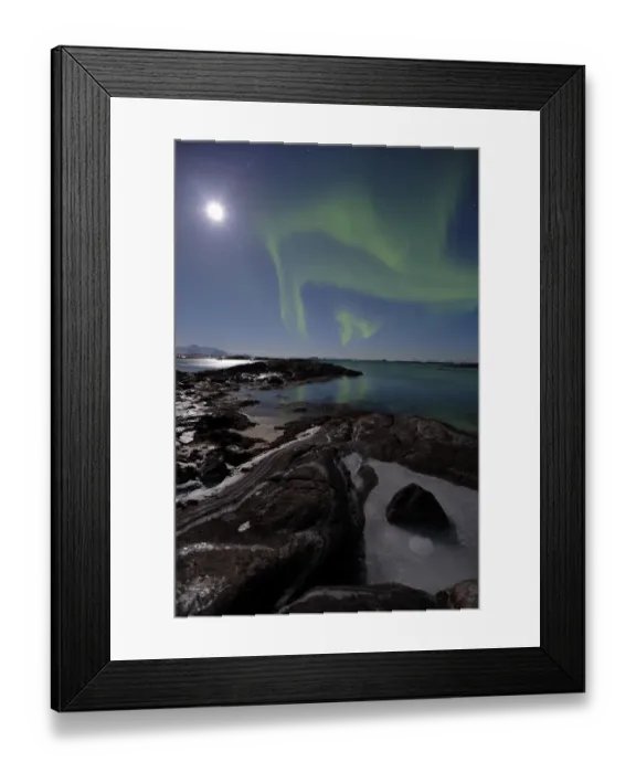 Framed Print : Northern lights (Aurora borealis) over Senja, Norway. February Framed Print : Northern lights (Aurora borealis) over Senja, Norway. February