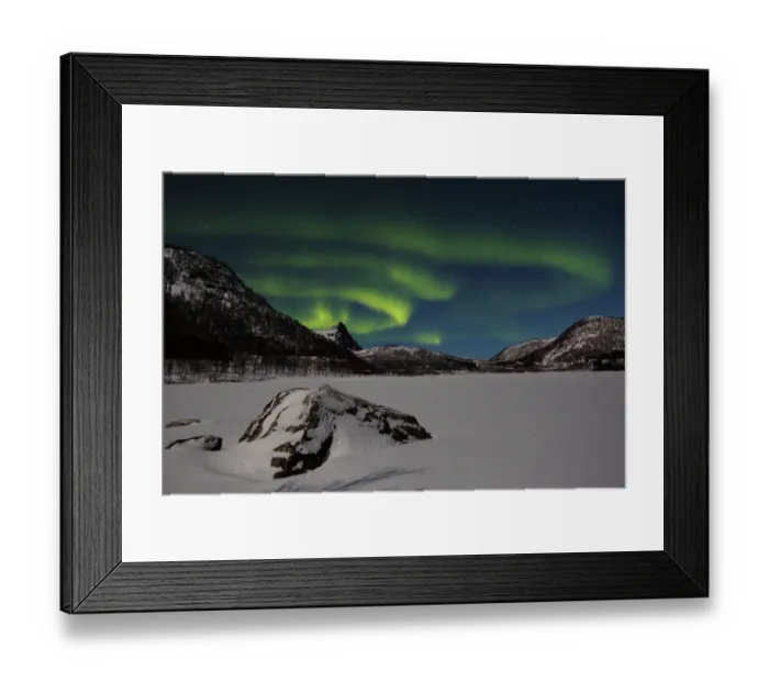 Framed Print : Northern lights (Aurora borealis) over Senja, Norway. February Framed Print : Northern lights (Aurora borealis) over Senja, Norway. February