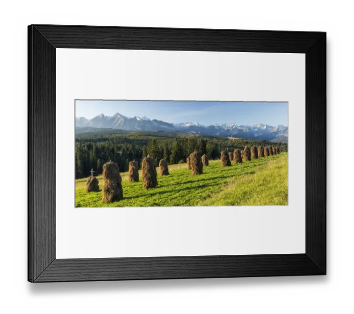 Framed Print : Haystacks in front of the Tatra Mountains, Poland, September 2014 Framed Print : Haystacks in front of the Tatra Mountains, Poland, September 2014