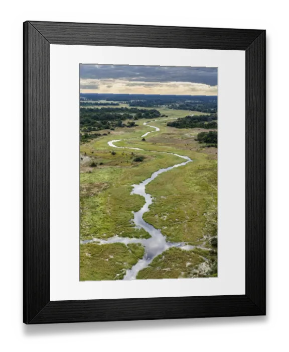 Framed Print : Aerial view of Khwai River, Okavango Delta, Botswana. April 2017 Framed Print : Aerial view of Khwai River, Okavango Delta, Botswana. April 2017