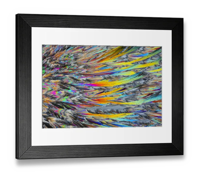 Framed Print : Sugar crystals viewed by polarised light Framed Print : Sugar crystals viewed by polarised light