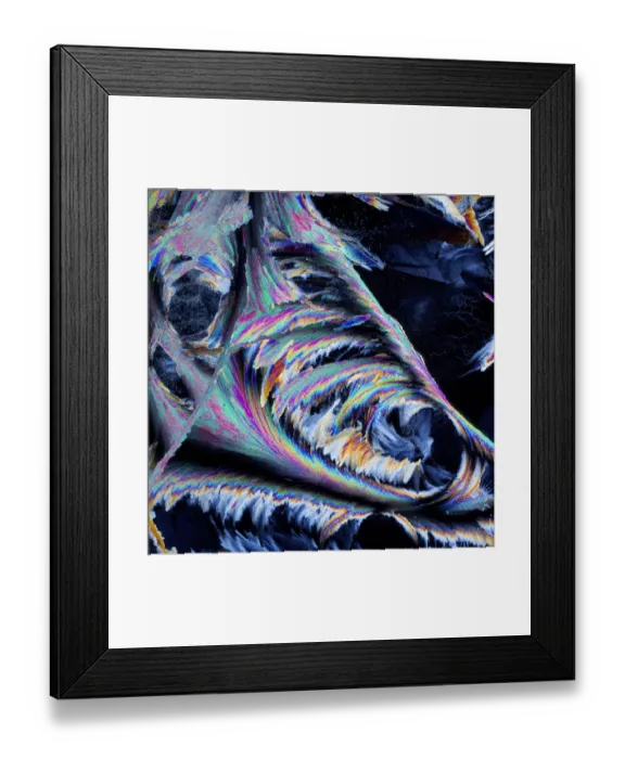 Framed Print : Sheet ice crystals viewed by polarised light Framed Print : Sheet ice crystals viewed by polarised light