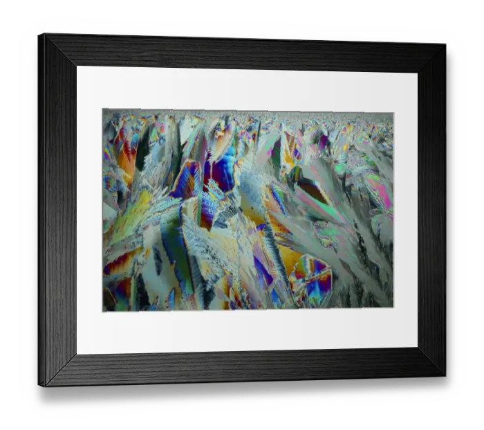 Framed Print : Ice crystals viewed by polarised light Framed Print : Ice crystals viewed by polarised light