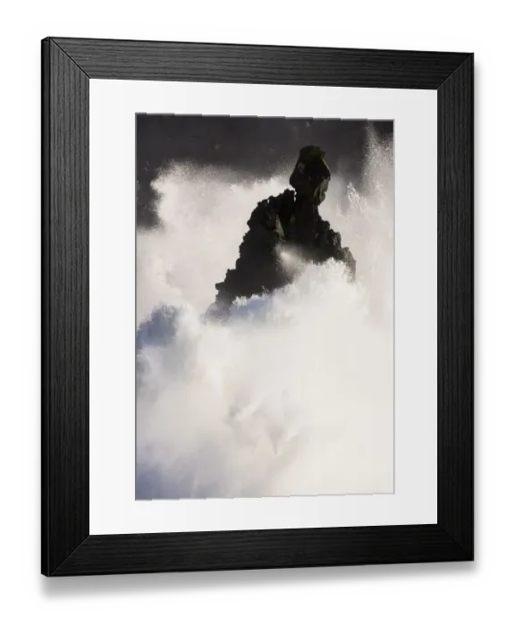 Framed Print : Storm waves breaking against cliffs at Svortuloft, Iceland April 2016 Framed Print : Storm waves breaking against cliffs at Svortuloft, Iceland April 2016