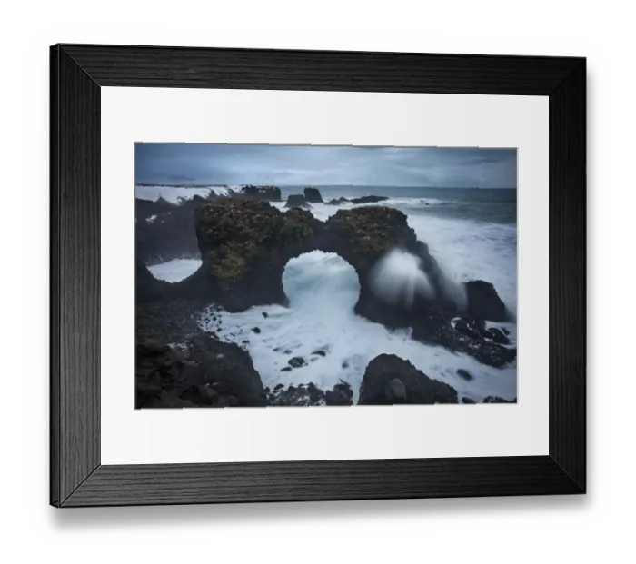 Framed Print : Winter storm on the coast near Arnastapi (rock arch of Gatklettur), Snaefellsness Peninsula Framed Print : Winter storm on the coast near Arnastapi (rock arch of Gatklettur), Snaefellsness Peninsula