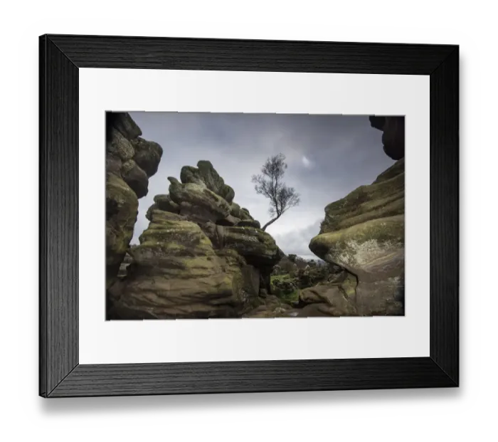 Framed Print : Rock formations at Brimham Rocks created by variable erosion of soft and hard layers Framed Print : Rock formations at Brimham Rocks created by variable erosion of soft and hard layers