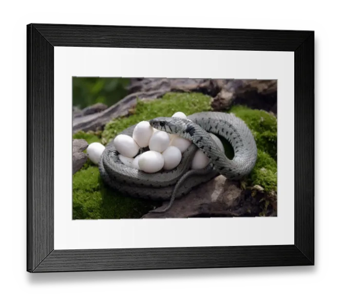 Framed Print : Grass snake(Natrix natrix) coiled round eggs, Alsace, France Framed Print : Grass snake(Natrix natrix) coiled round eggs, Alsace, France