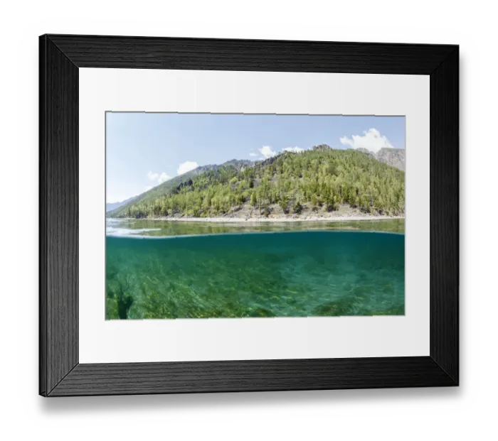 Framed Print : Split-level view of the coast, Lake Baikal, Siberia, Russia Framed Print : Split-level view of the coast, Lake Baikal, Siberia, Russia