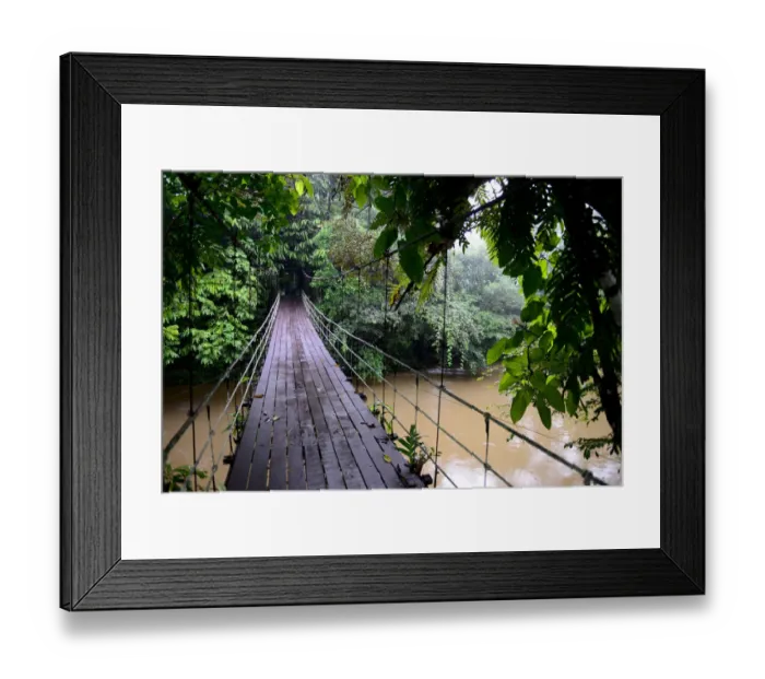 Framed Print : Suspension bridge across the river, entrance to Gunung Mulu National Park UNESCO Framed Print : Suspension bridge across the river, entrance to Gunung Mulu National Park UNESCO